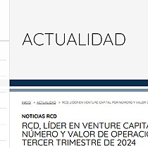 RCD, lder en Venture Capital por nmero y valor de operaciones en el tercer trimestre de 2024